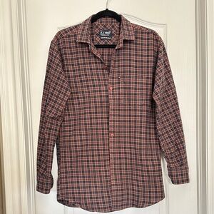 Armani Jeans Men’s Plaid Button-Down Shirt - Rust and Black